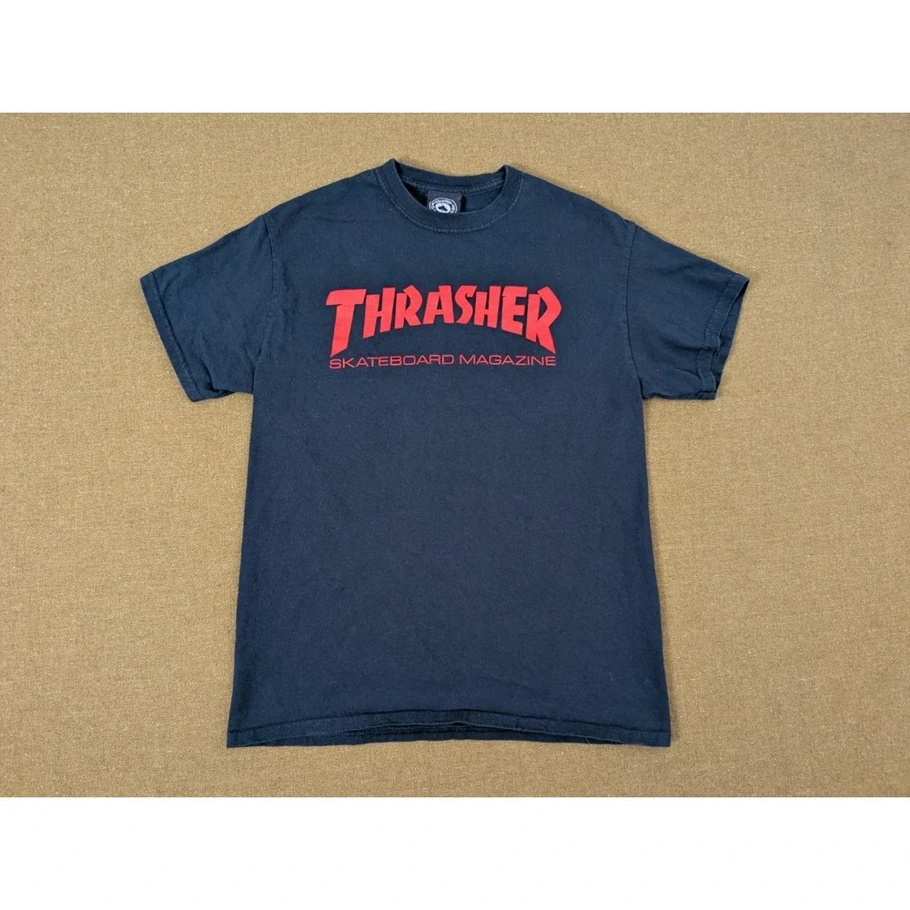 Thrasher Magazine Logo T-Shirt Size M Black Skateboarding Cotton Mens - Picture 1 of 6